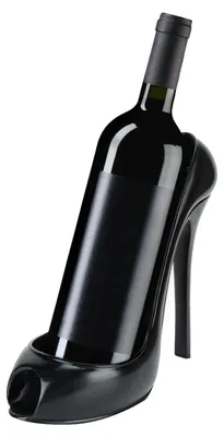Produktbild von Omgoods – Weinkühler in einzigartiger Schuhform – Schwarzer Weinkühler – Freistehender Flaschenhalter für Wein – Weinkühler aus synthetischem Harz – Weinkühler 22x10x19 cm – Leichtgewicht, 700g – Flaschenhalter für Wein