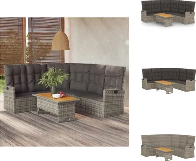 Produktbild von vidaXL 2-tlg. Garten-Lounge-Set mit Kissen Grau Poly Rattan -  Gartenmöbel-Sets