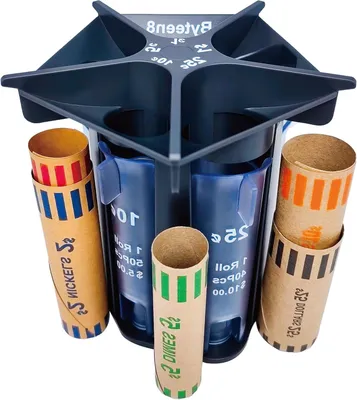 Productafbeelding van Muntteller Sorteerder - Wisselgeld Organizer - Kleingeld Sorteren - 5-in-1 Systeem - 12 x 11 x 13 cm - Donkergrijs