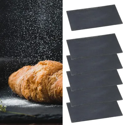 Produktbild von Schieferplatten Set mit 6 rechteckigen Platten | 14x22cm mit Filzschonern | Tischuntersetzer und Servierplatten