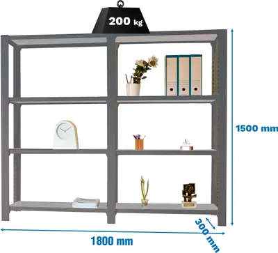 Produktbild von Simonrack Schwerlastregal OFFICCLICK 4 8425437108730 anthrazit 180,0 x 30,0 x 150,0 cm