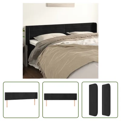 Produktbild von The Living Store Kopfteil mit Ohren Schwarz 183x16x78/88 cm Samt