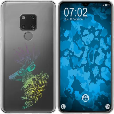 Produktbild von PhoneNatic Case kompatibel mit Huawei Mate 20 Silikon-Hülle Floral Hirsch M7-4