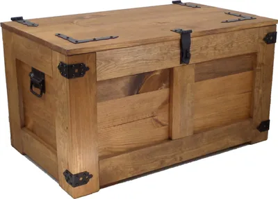 Produktbild von Truhlica CREATIVE COOPER, truhlica na poklady, úložný box, truhlica na posteľ, rustikálny stolík, konferenčný stolík, box na hračky, 77x49x45 cm, ručne vyrobená drevená truhlica, Eco Wood Oil Brown, drevený box