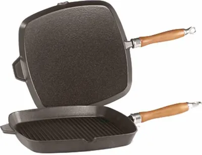 Produktbild von Karl Krüger 63028 Gusseisen-Grillpfanne Rustica mit Holzgriff - 28 x 28 cm - emailliert