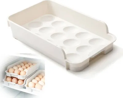Immagine prodotto di Contenitore per uova da cucina, da frigorifero; il telaio del contenitore può essere impilato; contenitore per conservare le uova; distributore di uova,