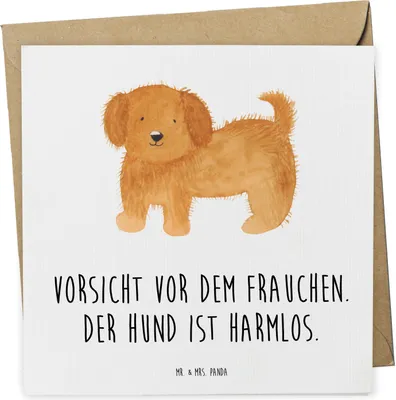Produktbild von Mr. & Mrs. Panda Grußkarte Hund Flauschig - Weiß - Geschenk, Klappkarte, doppelkarte, Sprüche, Niedlich, Witzig, Glückwunschkarte, faltkarte, Hundebesitzer, Hunde