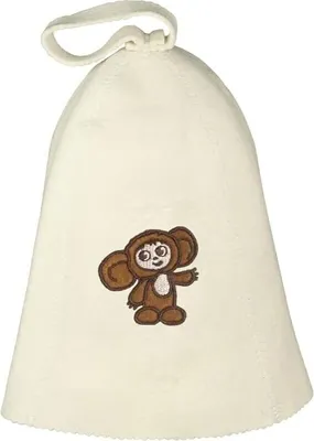 Produktbild von Saunahut mit Stickerei Tscheburaschka aus Filz (Filzkappe, Saunamütze) Cheburashka