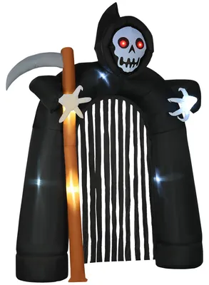 Produktbild von HOMCOM 2,85 m große Halloween-Gartendeko Sensenmann selbstaufblasbar 8 LEDs