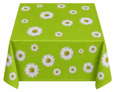 Produktbild von Tischdecke 110x110 cm grün hell quadratisch Margeriten Frühling Gartendecke Mitteldecke