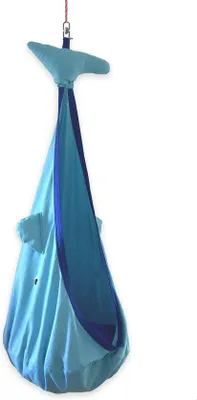 Immagine prodotto di Amaca per bambini in cotone 100%, blu, fino a 80 kg, con accessori, certificata GS