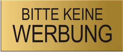 Produktbild von Schild Aufkleber -  Bitte keine Werbung  - Aluminium Vollmaterial -  Messingoptik 60x25 mm - selbstklebend