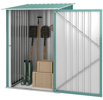 Productafbeelding van Outsunny tuinhuis, metalen constructie, schilddak, afsluitbare deur, 100x103x160 cm, groen