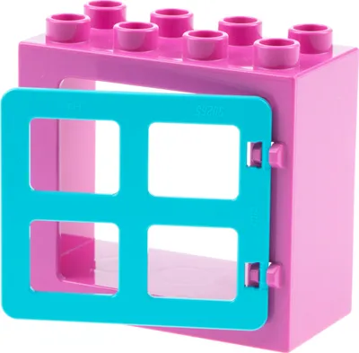 Produktbild von 1x Lego Duplo Fenster Rahmen klein 2x4x3 dunkel pink Tür 1x4x3 azur 90265 61649