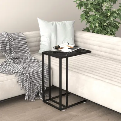Produktbild von Möbel Computer-Beistelltisch Schwarz Marmor 50x35x65 cm Hartglas - Beistelltische &29462