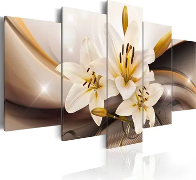 Image de Tableaux abstraits représentant des fleurs, dimensions 200x100 cm, ensemble de 5 pièces – Tableaux pour salon, impressions sur toile modernes, décoration murale pour chambre à coucher, référence b-A-0251-b-n