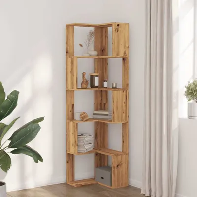 Produktbild von "im Sonderangebot"Eck-Bücherregal - CLORIS - Standregal - Robust und langlebig - 5 Böden Artisan-Eiche 50x50x179cm Holzwerkstoff - DEMöbel3091302