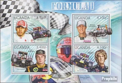 Produktbild von Briefmarken Uganda 2012 Mi 2906-2909 Kleinbogen (kompl.Ausg.) postfrisch Automobilrennsport der Formel 1