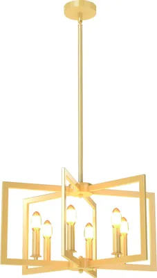 Zdjęcie produktu dla COSTWAY 6-płomienny żyrandol, lampa wisząca, lampa sufitowa w stylu industrialnym z regulowaną wysokością 67-157 cm, lampa wisząca, lampa sufitowa, metal, mosiądz