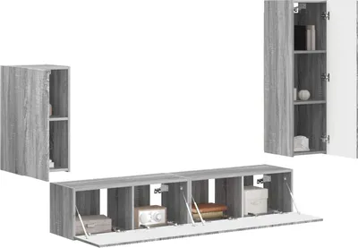Produktbild von "Winter Sale" TV-Schrankset Wandmontiert 3 pcs - Montage erforderlich - Graues Sonoma Holzwerkstoff - clorisNeu345666 - TV-Schränke