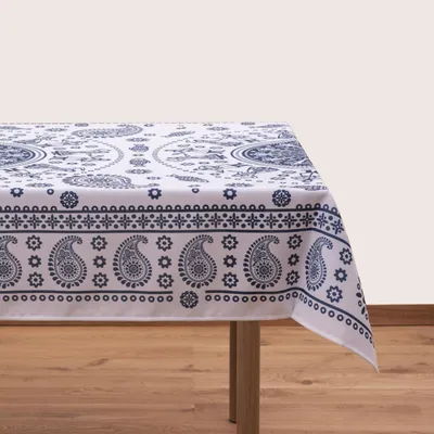 Quadratische Tischdecke, blau, Baumwolle, 140 x 140 cm, maschinenwaschbar