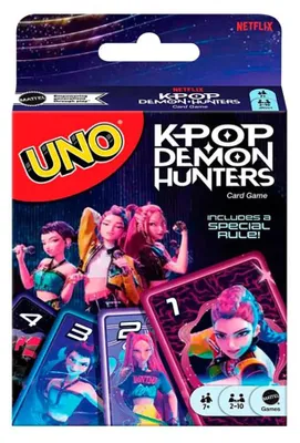 Produktbild von Games UNO KPop Demon Hunters-Kartenspiel für Kinder, Erwachsene und Familienabende mit vom Film inspirierten Spielkarten, Kartenspiel, Abwurf, 7 Jahr(e)