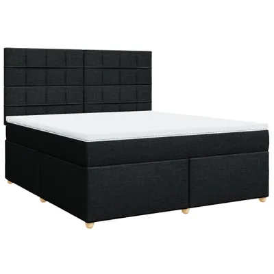 Image de Sommier à lattes de lit avec matelas Noir 180x200 cm Tissu