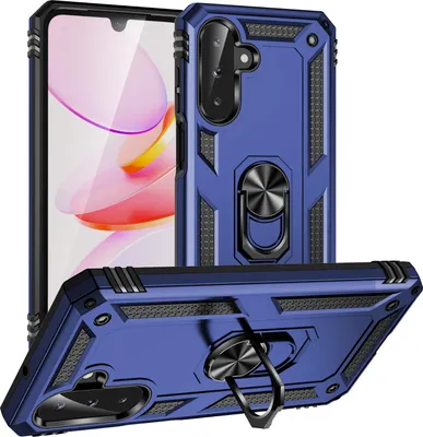 Image de Étui pour Samsung Galaxy A26 / A17 étui de protection militaire double couche avec support d'anneau et support bleu