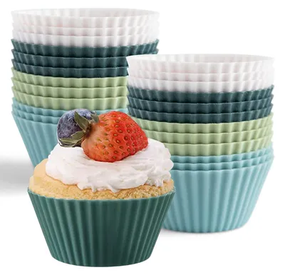 Silikon-Muffinförmchen, 24 Stück, Mini, wiederverwendbar, rund