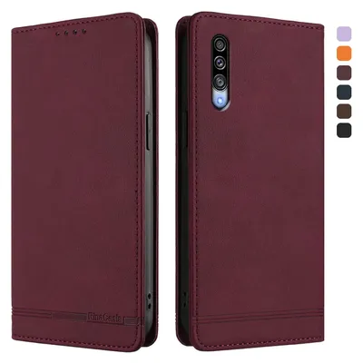Produktbild von Hülle für Samsung Galaxy A50 / A50S / A30S, Retro Kunstleder Ständer Klapphülle mit Kartenfächer und Magnetische Rot