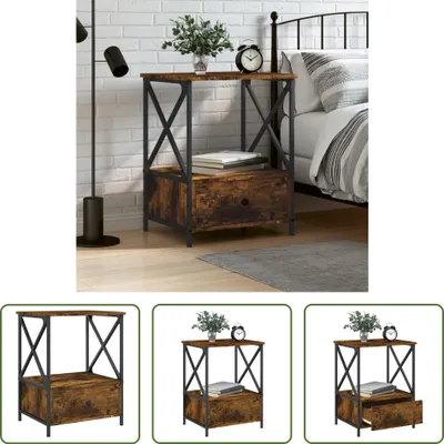 Produktbild von The Living Store Nachttisch Räuchereiche 50x41x65 cm Holzwerkstoff