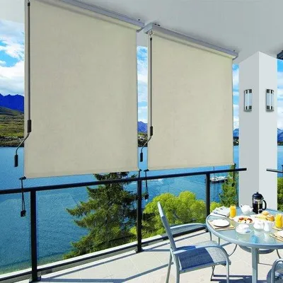 Produktbild von Famanu Vertikale Markise 1,6 x 2,5 m - Beige, wasserabweisend, für Balkon und Terrasse