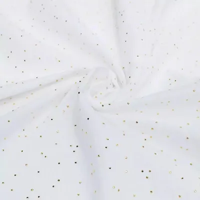 Produktbild von Coupon Double-Gaze Baumwolle gold-glitte - 1m - Weiß mit Punkten oder | by Craft Loom
