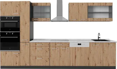 Immagine prodotto di Cucina  Vicco R-Line Rovere artigianale/antracite 350 cm con armadio alto, PL Marmo, Model 49354