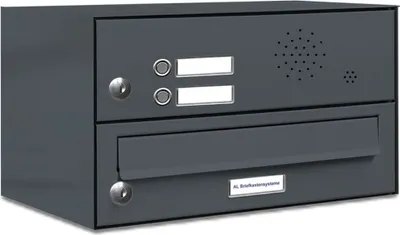 Produktbild von 1er Briefkasten Anlage Aufputz - Wandmontage RAL 7016 Anthrazit 2 Klingel