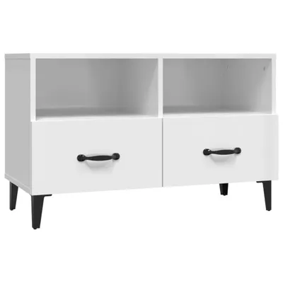 Image de vidaXL Armoire TV blanc brillant 80x36x50 cm Bois composite