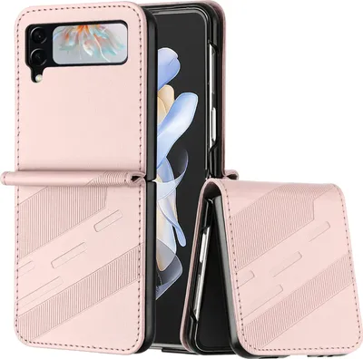 Produktbild von Hülle für Samsung Galaxy Z Flip 3, Kunstleder Brieftaschen Handyhülle mit Kartenfach und Standfunktion Pink