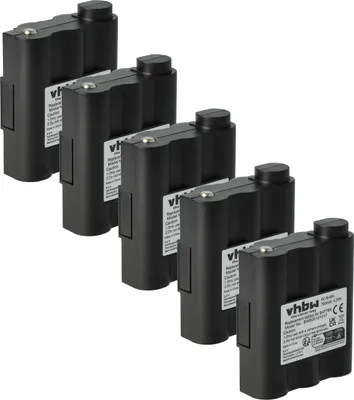 Produktbild von vhbw 5x Akku kompatibel mit Alan Midland GXT-1000, G9, G7 XT PMR LPD, G7 XT PMR, GXT-1050, Atlantic Funkgerät, Walkie Talkie (700 mAh, 6 V, NiMH)