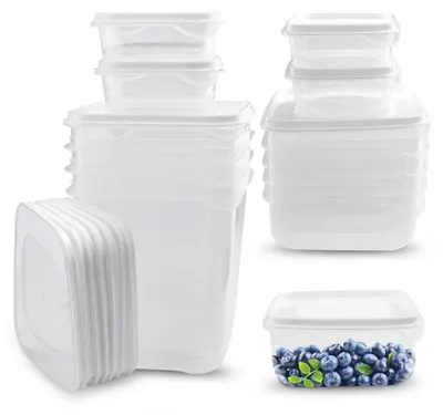 Immagine prodotto di Set di 14 contenitori per alimenti con coperchio - Set di contenitori in plastica per la conservazione in cucina