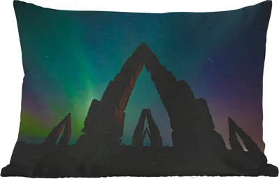 Produktbild von MuchoWow® Outdoor Kissen - Nordlichter - Island - Natur - 50x30 cm - Wetterfest - Lounge Kissen - Sofa kissen - Wohnzimmer Dekoration