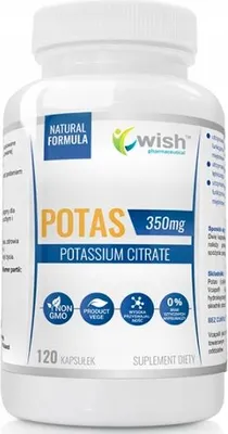 Immagine prodotto di WISH Potassio 350 mg di potassio citrato 120 capsule VEGE