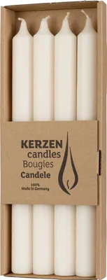 Produktbild von Wenzel Stabkerzen Rustik 4 Stück 2,2 x 25 cm Wollweiß