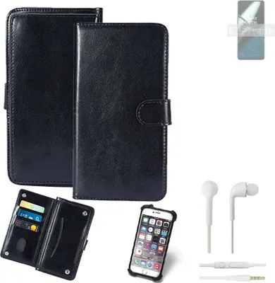 Produktbild von K-S-Trade 360° Hülle kompatibel mit OnePlus 11 inkl. Headphones schwarz Kunstleder Case BookCase WalletCase Kunstlederederhülle Handyhülle,