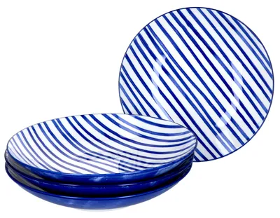 Produktbild von Seaside 4-tlg. Suppenteller Set Streifen Ø 21,5 cm 450 ml Porzellan Ritzenhoff