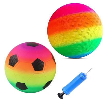 Produktbild von Wasserball Strandball Regenbogen - 22 cm - 2er Set - Mit Pumpe