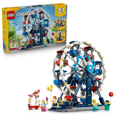 Produktbild von LEGO Creator 3-in-1-Set Legendäres Riesenrad - Spielzeug mit 3 Bauoptionen: Riesenrad, UFO-Fahrgeschäft oder Karussell - DIY Deko - Geburtstagsgeschenk für Jungen und Mädchen ab 8 Jahren - 31389