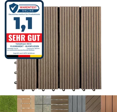 Produktbild von WPC dlaždice Click Terrace Tiles Royal Dark Brown 30x30 cm 1 kus