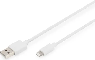 Imagen del producto de DIGITUS DB-600106-010-W: Cable de datos y carga, conector Apple Lightning a USB-A, 1,0 metro