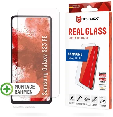 Produktbild von Displex Panzerglas (10H, 2D) für Samsung Galaxy S23 FE, Eco-Montagerahmen, kratzer-resistent, Samsung, Galaxy S23 FE, Trockene Anwendung, Staubresistent, Schlagfest, Kratzresistent, Schockresistent, Transparent, 1 Stück(e)