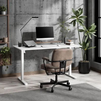 Produktbild von SENSE7 NOJO LIGHT Höhenverstellbarer Schreibtisch Elektrisch 140x70 cm Weiß Gaming Tisch Computertisch Standing Desk Stehpult Memory PC Arbeitstisch